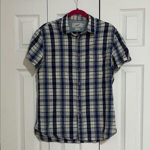 Grayers Navy and Cream Plaid Short-Sleeve Button-Down Shirt